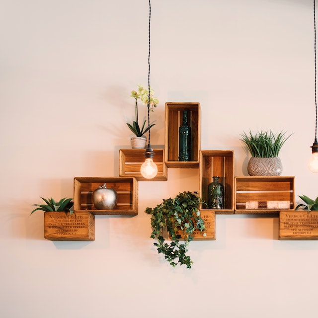 A crates mounted on wall