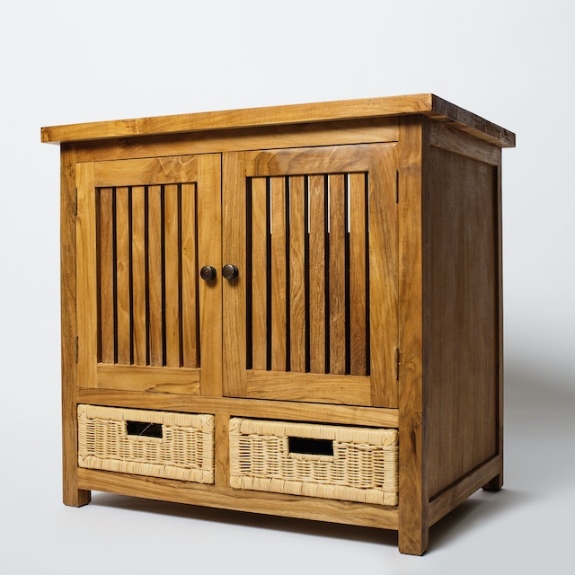 A close wooden cabinet